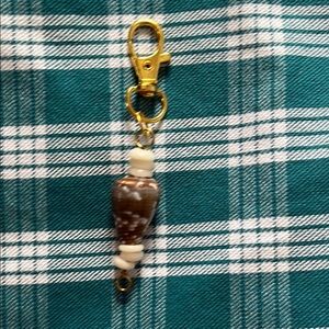 Gold and Brown Beaded Keychain